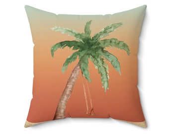 Peaceful Palms Pillow Vintage Beach Pillow Swing in the Sunset Pillow Bedroom Lounge Soft Palm Statement Pillow Tropical Vacation 4 sizes