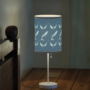Blue Whale Song Lamp for Adult Kids Baby Room Silver or White Lamp on a Stand Maritime Home Decor Whale Lamp High Seas Ocean Blue Table Lamp image 3