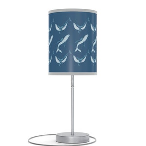 Blue Whale Song Lamp for Adult Kids Baby Room Silver or White Lamp on a Stand Maritime Home Decor Whale Lamp High Seas Ocean Blue Table Lamp image 2