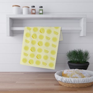 Lovely Lemons | Fresh Fruit Collection | Absorbent Kitchen Towel | Polyester or Cotton Hand Towel | Easy, Housewarming Gift | Tea Towel