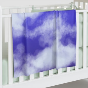 Night Heavens Blanket Baby Swaddle Cozy Soft Blue Clouds Baby Blanket Dream Life Infant Wrap Whimsical Blanket Nursery Baby Shower Gift