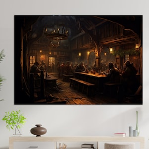 Vintage Pub Painting, Pub Wall Art, Abstract Pub Canvas Print, Man Cave Wall Decor, Pub Wall Decor