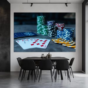 Poker Canvas Print, Poker Room Decor, Poker Wall Art, Casino Painting, Casino Wall Decor, Game Room Decor