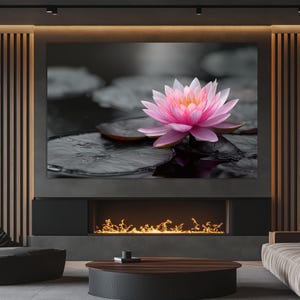 Pink Lotus Flower Canvas Print, Floral Wall Art, Flowers Painting, Floral Wall Decor, Lotus Blossom Painting Canvas PRINT