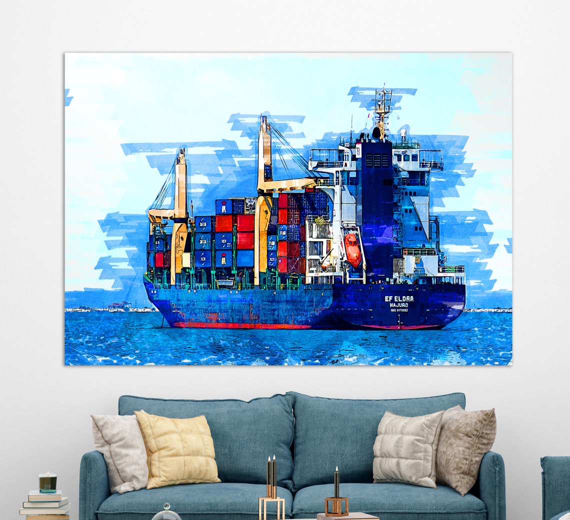 Cargo Ship Canvas Print Cargo Ship Wall Art Sailor Gift Etsy