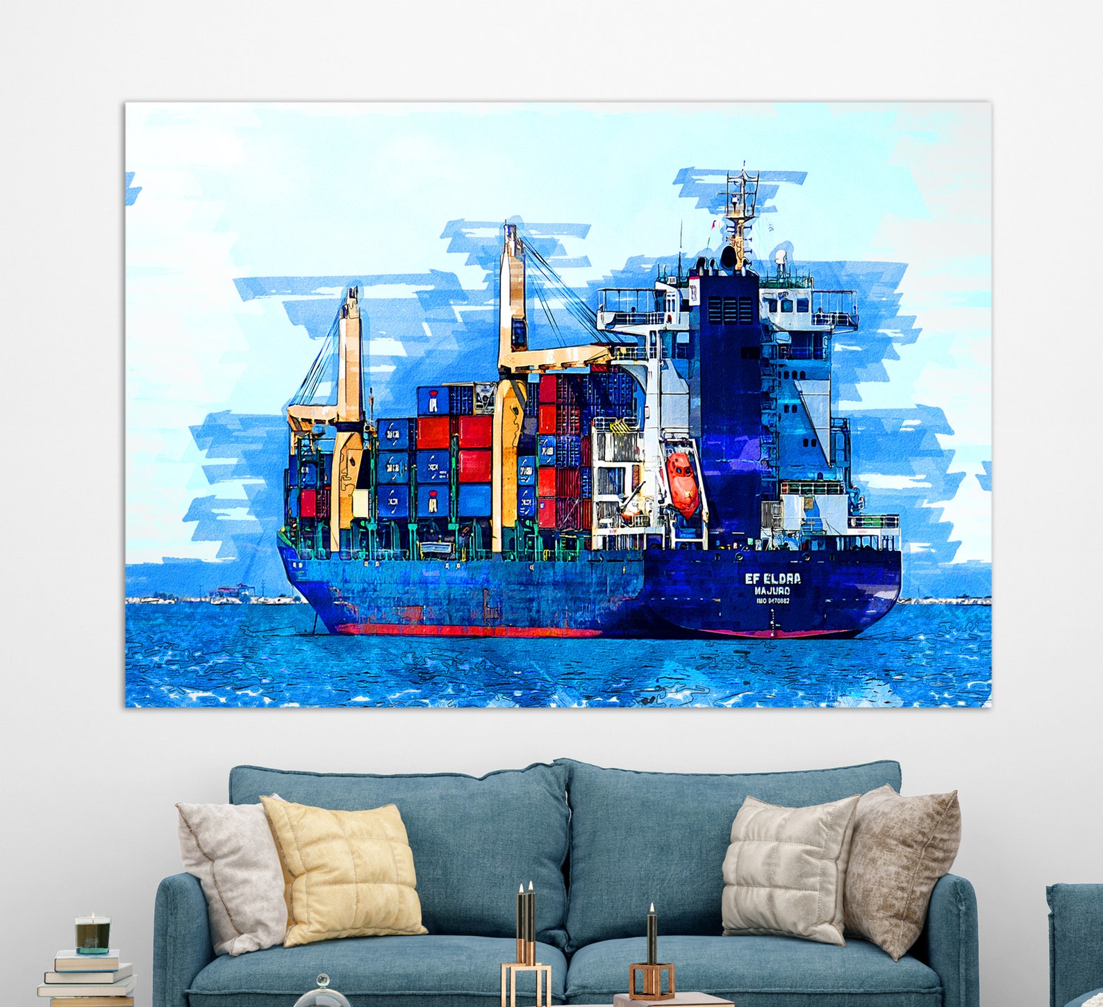 Cargo Ship Canvas Print Cargo Ship Wall Art Sailor Gift Etsy