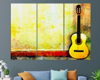 Guitar Canvas Print, Abstract Guitar Wall Art, Guitar Painting, Guitar Player Gift, Music Club Decor