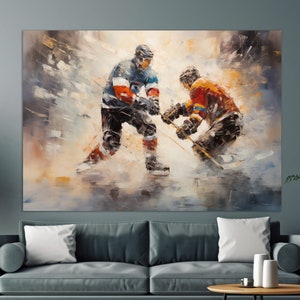 Ice Hockey Painting Canvas Print, Ice Hockey Wall Art, Ice Hockey Poster, Ice Hockey Canvas Art
