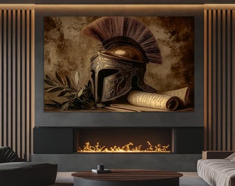 Ancient Rome Wall Art, Gladiator Helmet Painting, Historical Wall Art, Gladiator Canvas Art, Ancient Warrior Helmet Poster