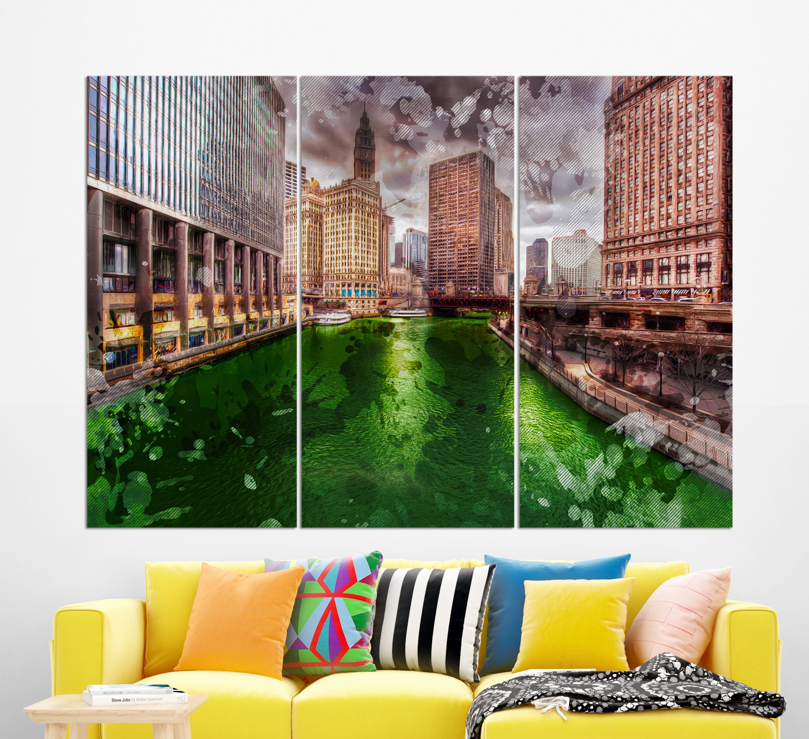 Chicago Canvas Print Chicago Painting Chicago Wall Art Etsy