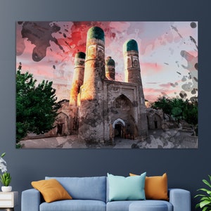 Bukhara, Chor Minor Madrassah, Uzbekistan Canvas Print, Bukhara Painting, Bukhara Wall Art, Uzbekistan Canvas Art