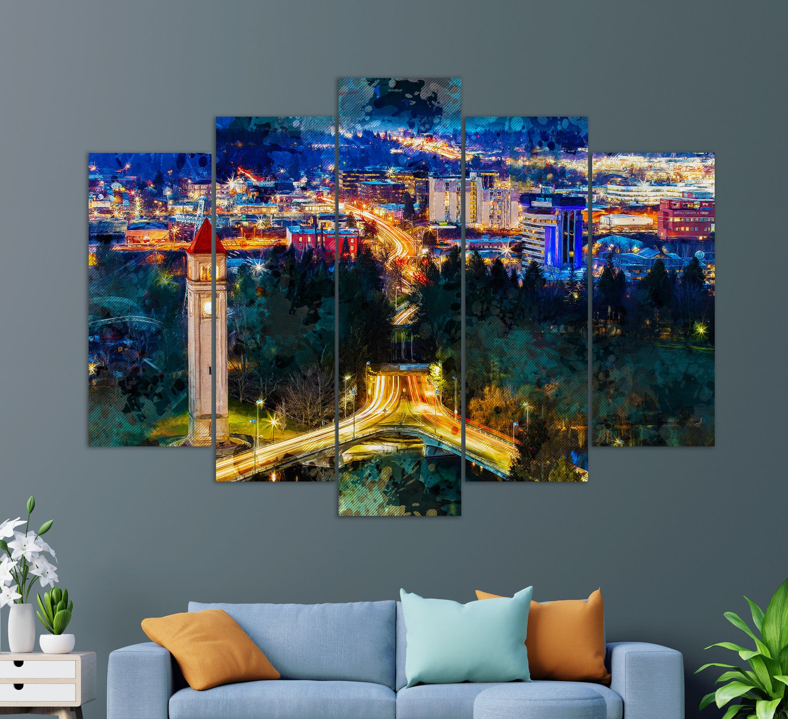 Spokane Canvas Print Spokane Wall Art Abstract Spokane Etsy