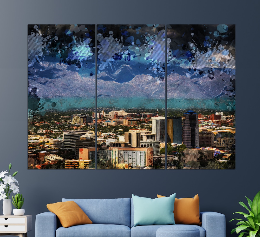 Tucson Canvas Print Tucson Skyline Abstract Tucson Painting Etsy