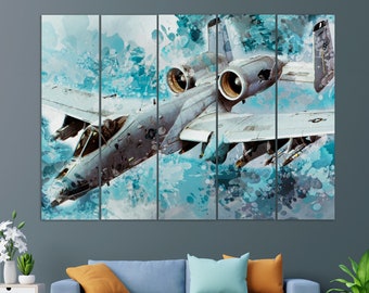 Fairchild Republic A-10 Thunderbolt II Canvas Print, Military Aircrafts Wall Art, Pilot Gift, Aircraft Painting, US Air Force Wall Art