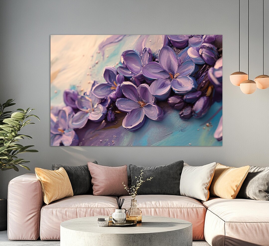 Lilac Flowers Canvas Print, Floral Wall Art, Flowers Painting, Floral ...