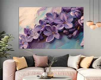 Lilac Flowers Canvas Print, Floral Wall Art, Flowers Painting, Floral Wall Decor, Lilac Blossom Painting Canvas PRINT