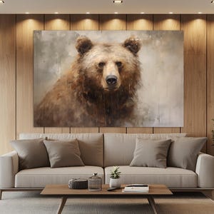 Brown Bear Abstract Painting, Bear Canvas Print, Bear Painting, Bears Wall Art, Bears Canvas Art, Bear Portrait Canvas Print