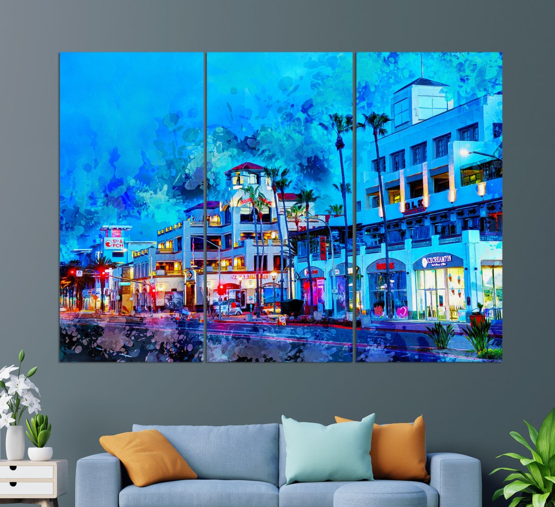 Huntington Beach Canvas Print, Huntington Beach Painting, Huntington