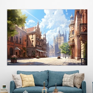 Krakow City Center Painting, Krakow Canvas Print, Krakow Wall Art, Poland