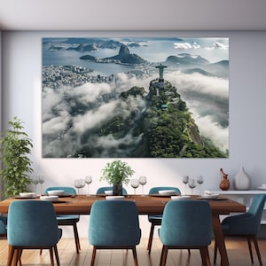 Abstract Rio de Janeiro Canvas Print, Christ The Redeemer Painting, Rio Wall Art,  Brazilian Gift, Brazil Canvas Print