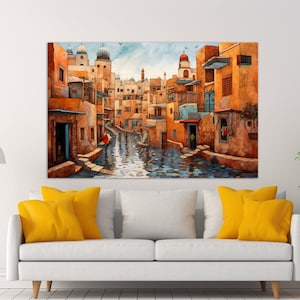 Morocco Wall Art, Morocco Van Gogh Style Canvas Print, Morocco Painting
