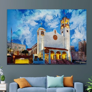St. Joseph Cathedral in San Diego Wall Art, San Diego Cathedral Painting, San Diego Canvas Print