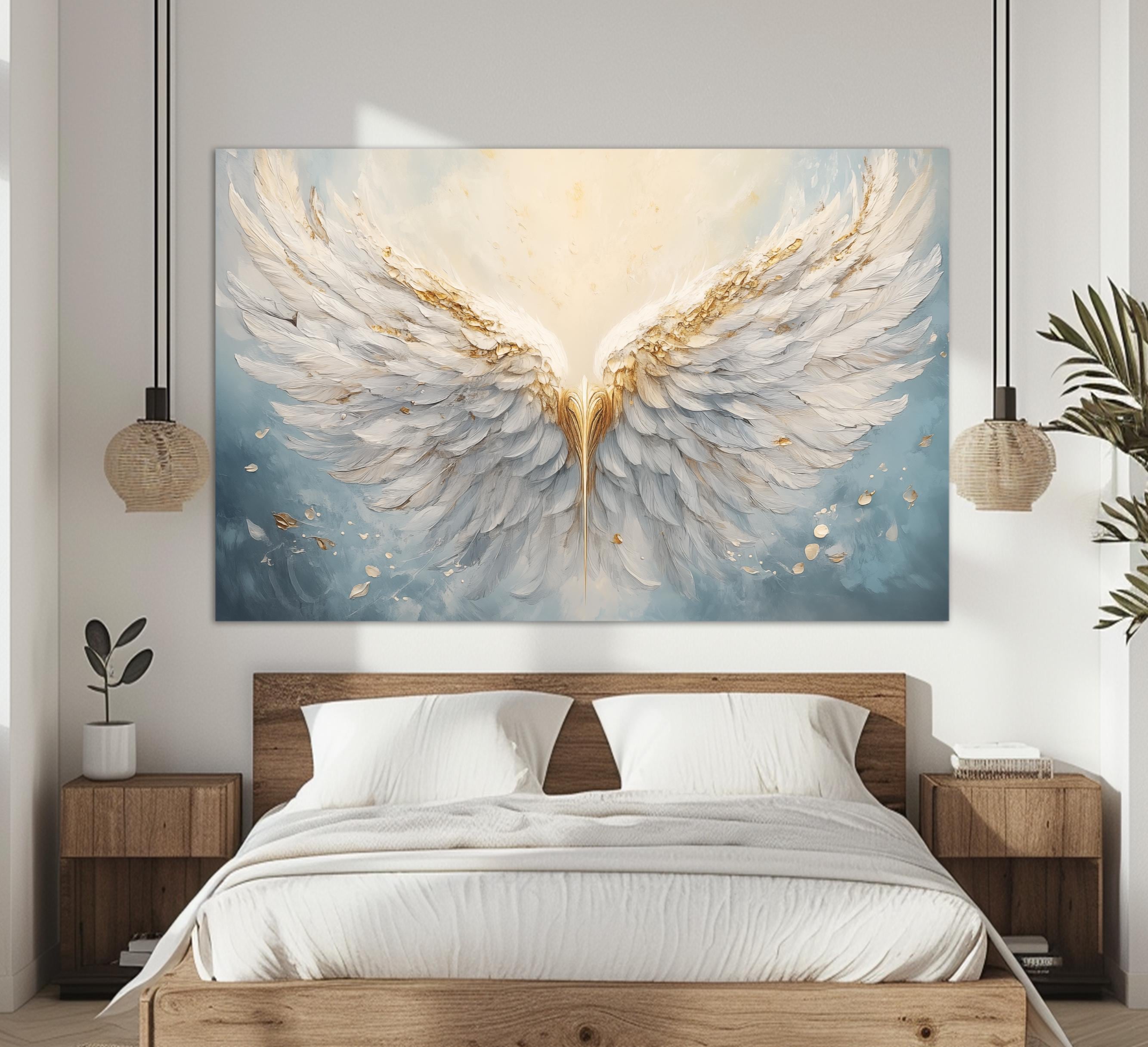 Abstract Eangels Abstract Angel Wings Canvas Print, White Angel Wings Painting ...