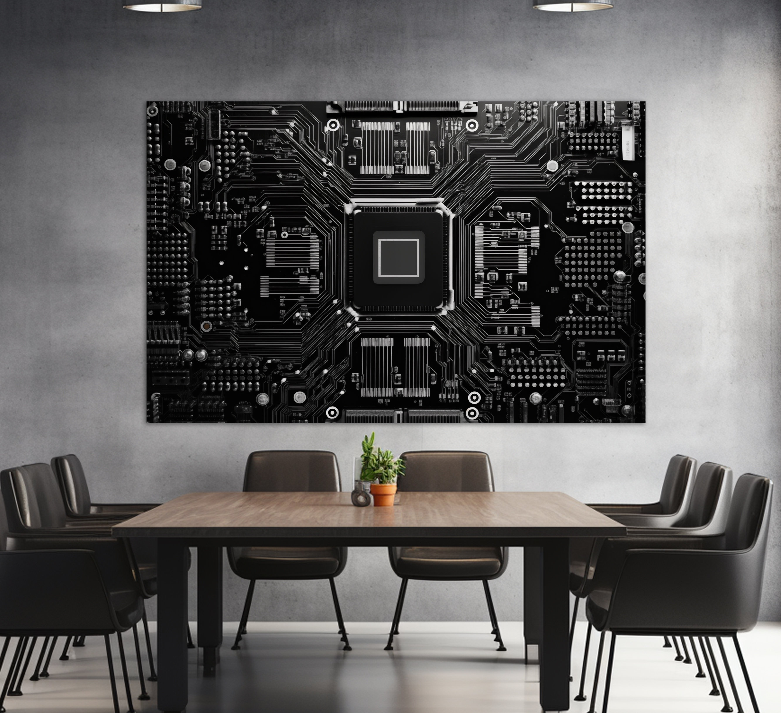Electronic Chip Canvas Print, Computer Wall Art, Microcircuit Canvas, It Office Wall Decor