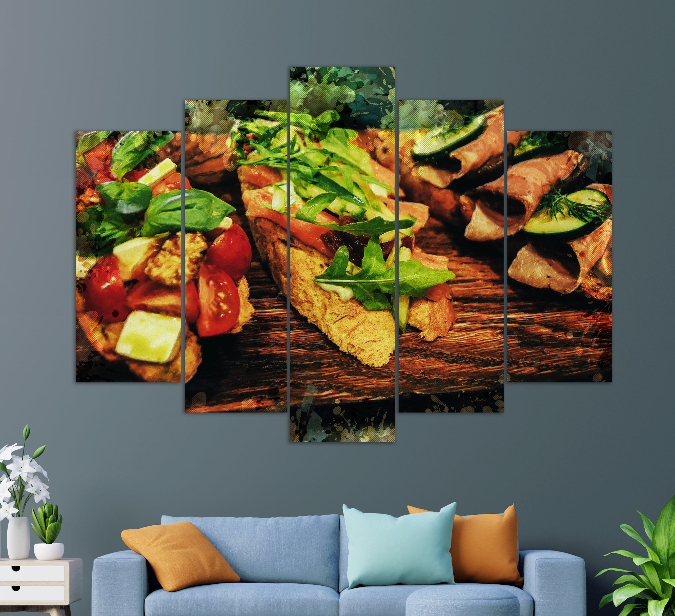 Abstract Food Wall Art Sandwich Canvas Print Food Canvas Etsy