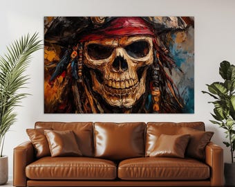 Skull Crossbones Pirate Bones Abstract SINGLE TOILE murale ART Photo Print
