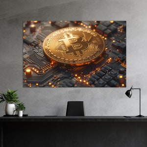 Abstract Bitcoin Painting, Bitcoin Canvas Print, Bitcoin Wall Art