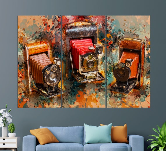 Vintage Cameras Canvas Print Photographer Gift Retro Cameras Etsy