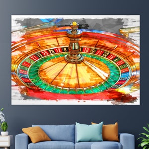 Roulette Abstract Canvas Print, Casino Wall Art, Roulette Painting, Casino Canvas Art