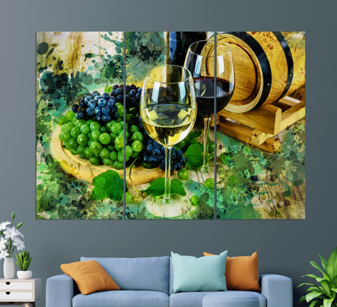 Wine Wall Art Glass of Wine Canvas Print Wine Painting Etsy