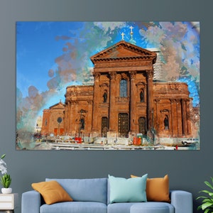 Cathedral Basilica of Saints Peter and Paul, Philadelphia Canvas Print, Philadelphia Cathedral Painting, Philadelphia Wall Art