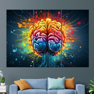 Human Brain Canvas Print, Doctor Office Decor, Hospital Wall Decor, Doctor Gift, Brain Painting