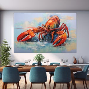 Hummer Leinwanddruck, Fische Wandkunst, Hummer Gemälde, Küche Wanddekoration, Restaurant Wanddekoration, Hummer Druck