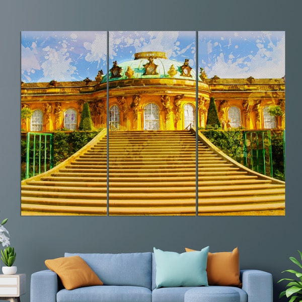 Schloss Sanssouci, Potsdam Kunstdruck, Potsdam Gemälde, Potsdam Wandkunst, Deutschland Leinwand Kunst