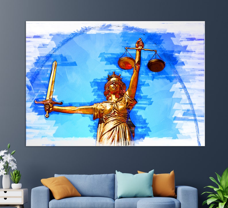 Lady Justice Canvas Print, Justice Wall Art, Femida Painting, Law Wall ...