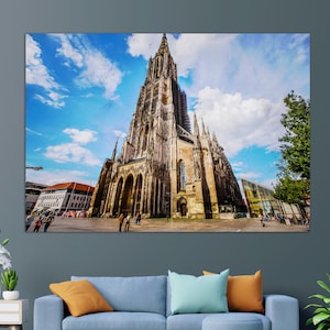 Ulmer Münster Leinwand, Ulmer Kirche Malerei, Ulmer Wandkunst, Evangelisch-Lutherische Kirche Leinwand Kunst