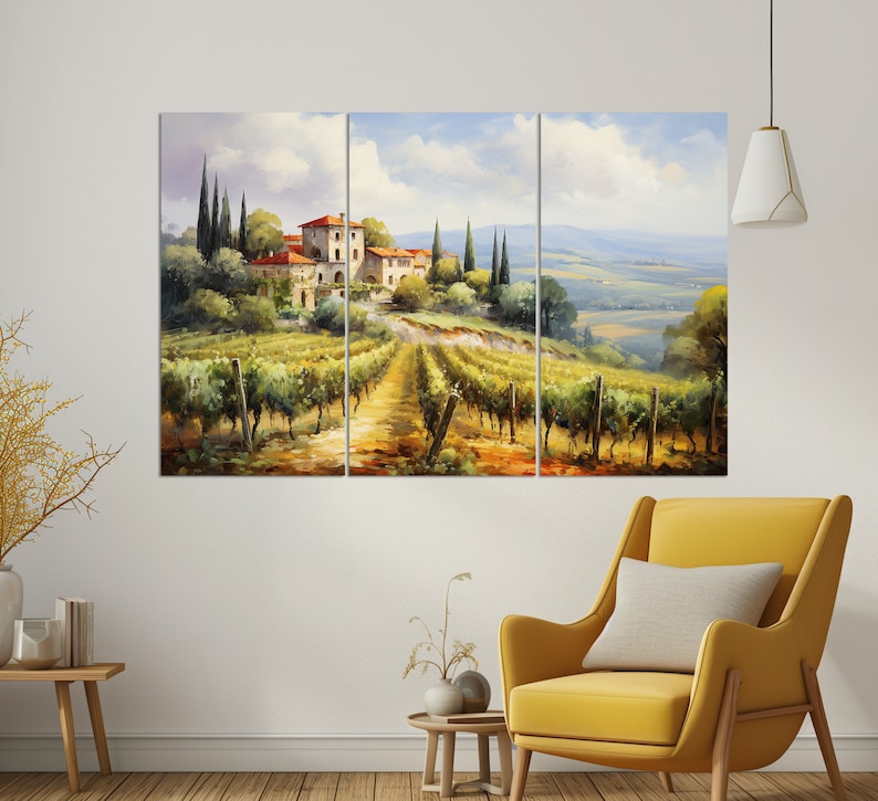 Vineyards in Tuscany Oil Painting Canvas Print, Tuscany Wall Art ...