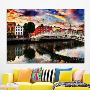 Dublin Leinwand Druck, Dublin Wandbild, Dublin Malerei, Irland Wandkunst