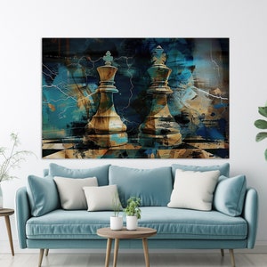 Chess Canvas Art, Chess Wall Art, Abstract Chess Painting, Chess Canvas Print, Chess Player Gift
