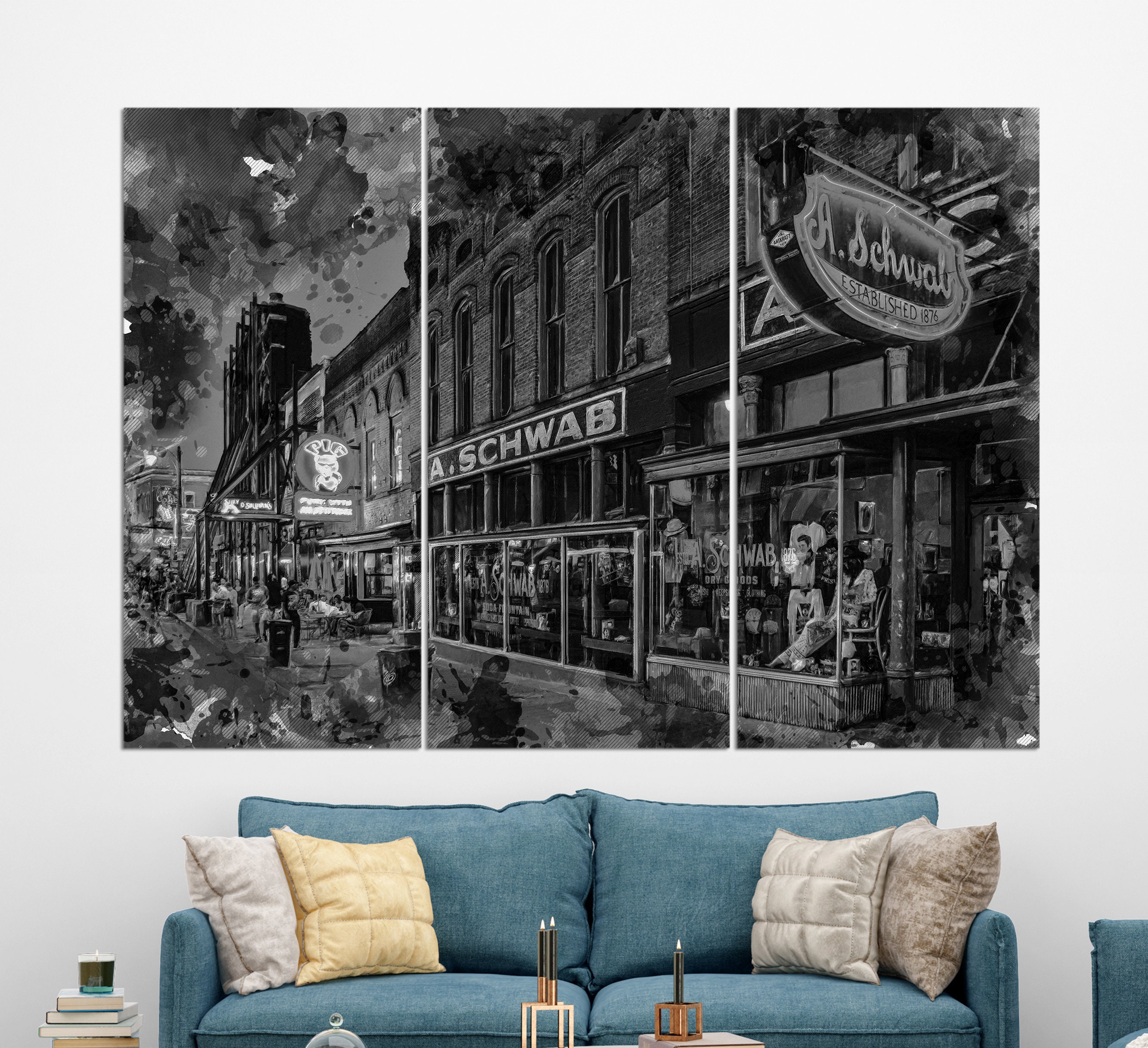 Abstract Memphis Canvas Print, Memphis Beale Street, Memphis