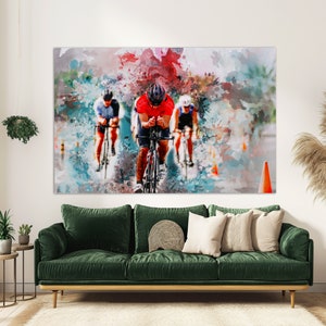 Cycling Canvas Print, Cycling Wall Art, Abstract Cycling Painting, Cycling Gift