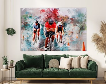 Cycling Canvas Print, Cycling Wall Art, Abstract Cycling Painting, Cycling Gift