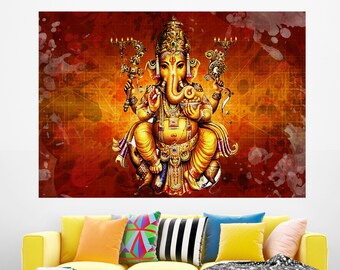 Ganesha Canvas Print, Ganesha Goddess Painting, Hindu Wall Art