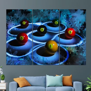 Abstract Billiards Canvas Art, Billiards Wall Art, Billiards Painting, Billiards Canvas Print, Billiards Room Wall Decor