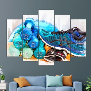 Fitness Wall Art, Woman Fitness Canvas Print, Fitness Paintings, Workout Wall Art, Gym Wall Decor