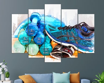 Fitness Wall Art, Woman Fitness Canvas Print, Fitness Paintings, Workout Wall Art, Gym Wall Decor